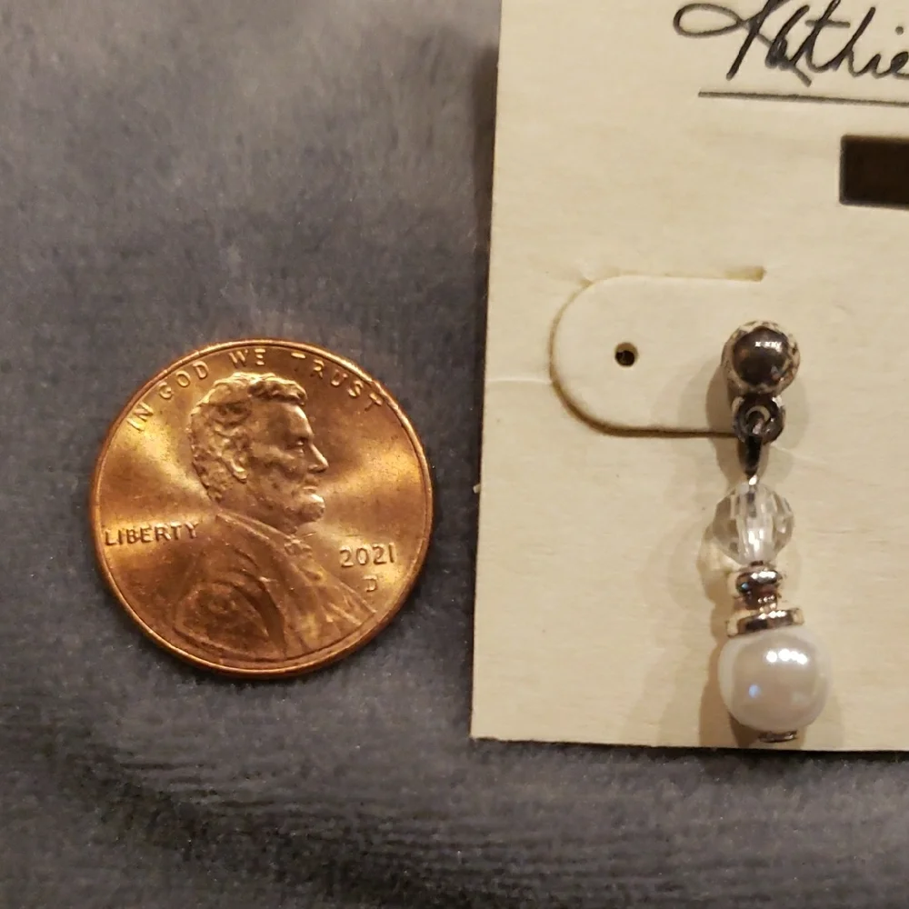 KATHIE LEE COLLECTION Earrings -Freshwater Pearl Earrings with Crystals- NWT/VTG - Picture 3 of 4
